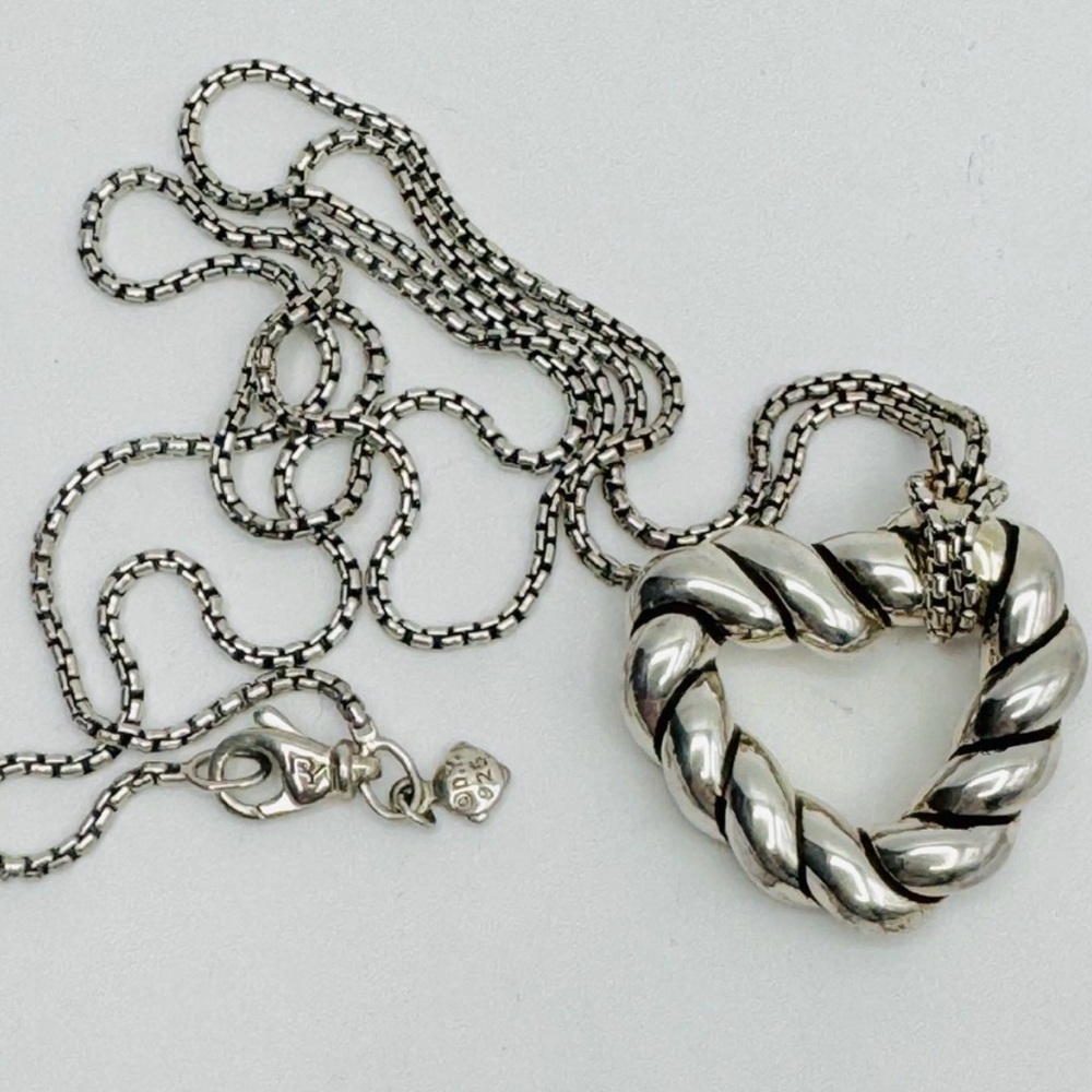 David Yurman Twisted Silver Heart Necklace